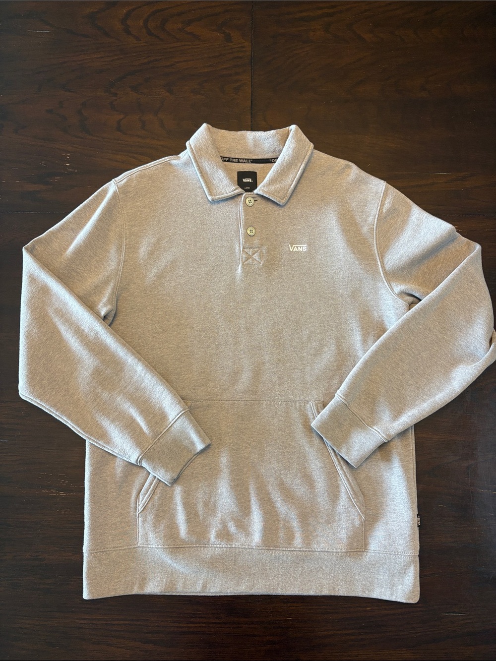 Vans Men's Light Gray Long Sleeve Polo Sweatshirt